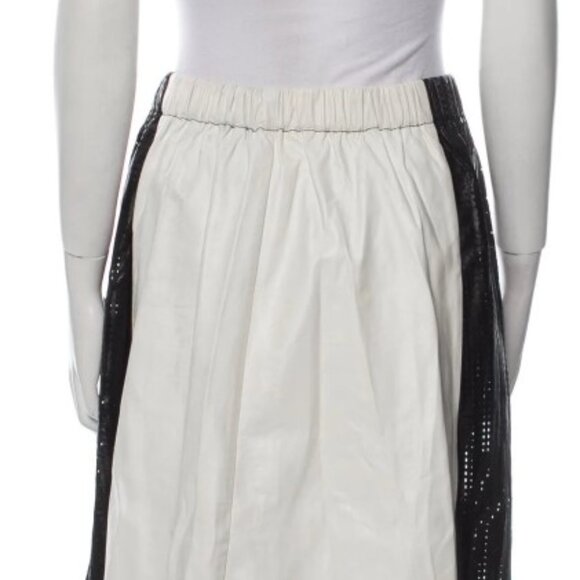 Proenza Schouler Black/White Perforated Lambskin Midi Skirt M/US 8 (Orig.345) - Picture 3 of 3